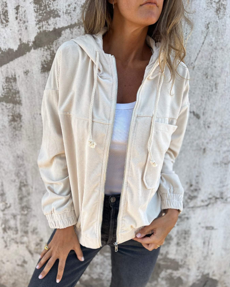 LANA – RELAXED CORDUROY HOODED JACKET