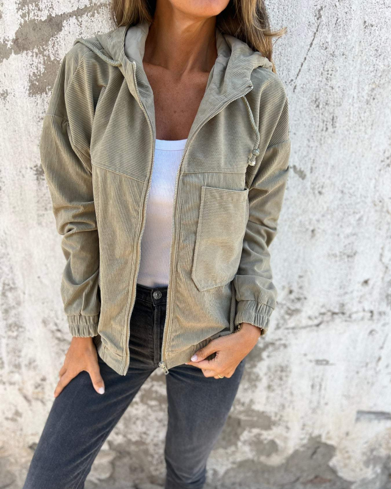 LANA – RELAXED CORDUROY HOODED JACKET