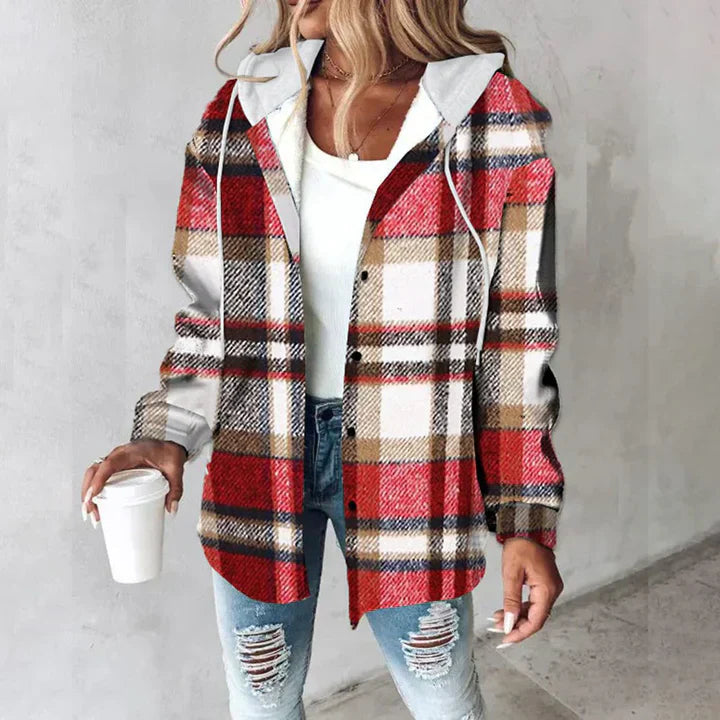 HAILEY – PLAID HOODED SHIRT JACKET