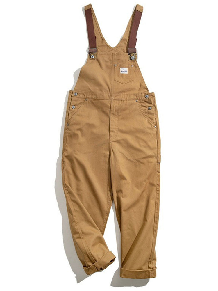 Brown Canvas Overalls with Duck Bib