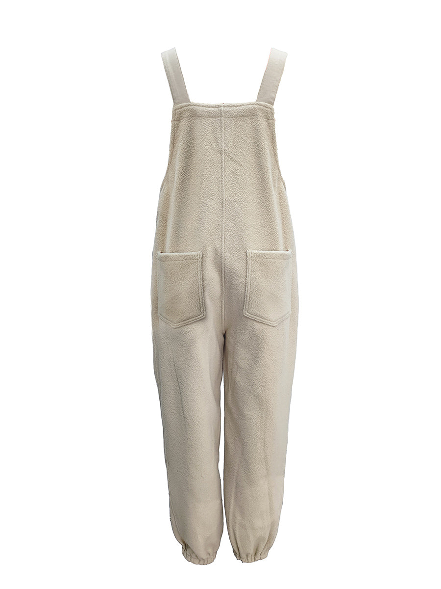 Fleece Dungarees for Women with Coconut Shell Buttons