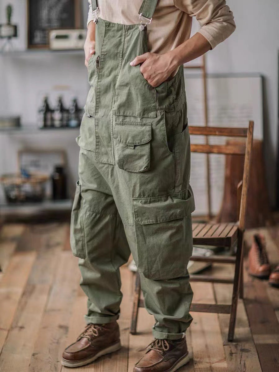 Loose-Fitting Dungarees with Large Pockets and Zip