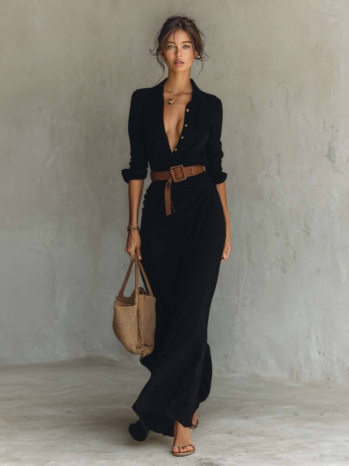 ELENA – ELEGANT BELTED MAXI DRESS