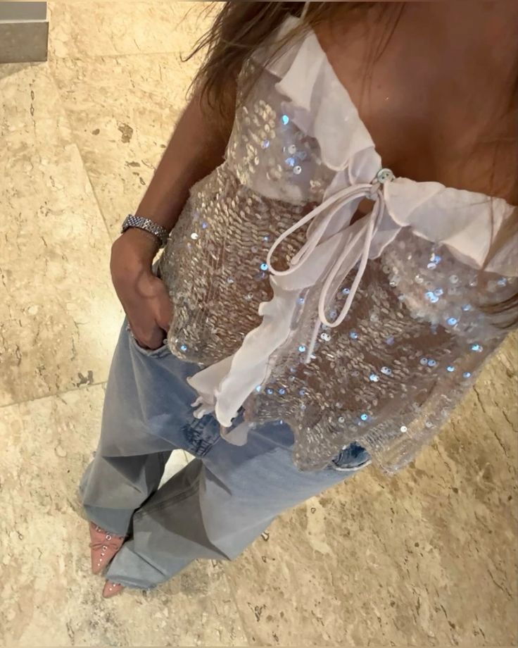 Jolene | Spaghetti Strap Sequin Top