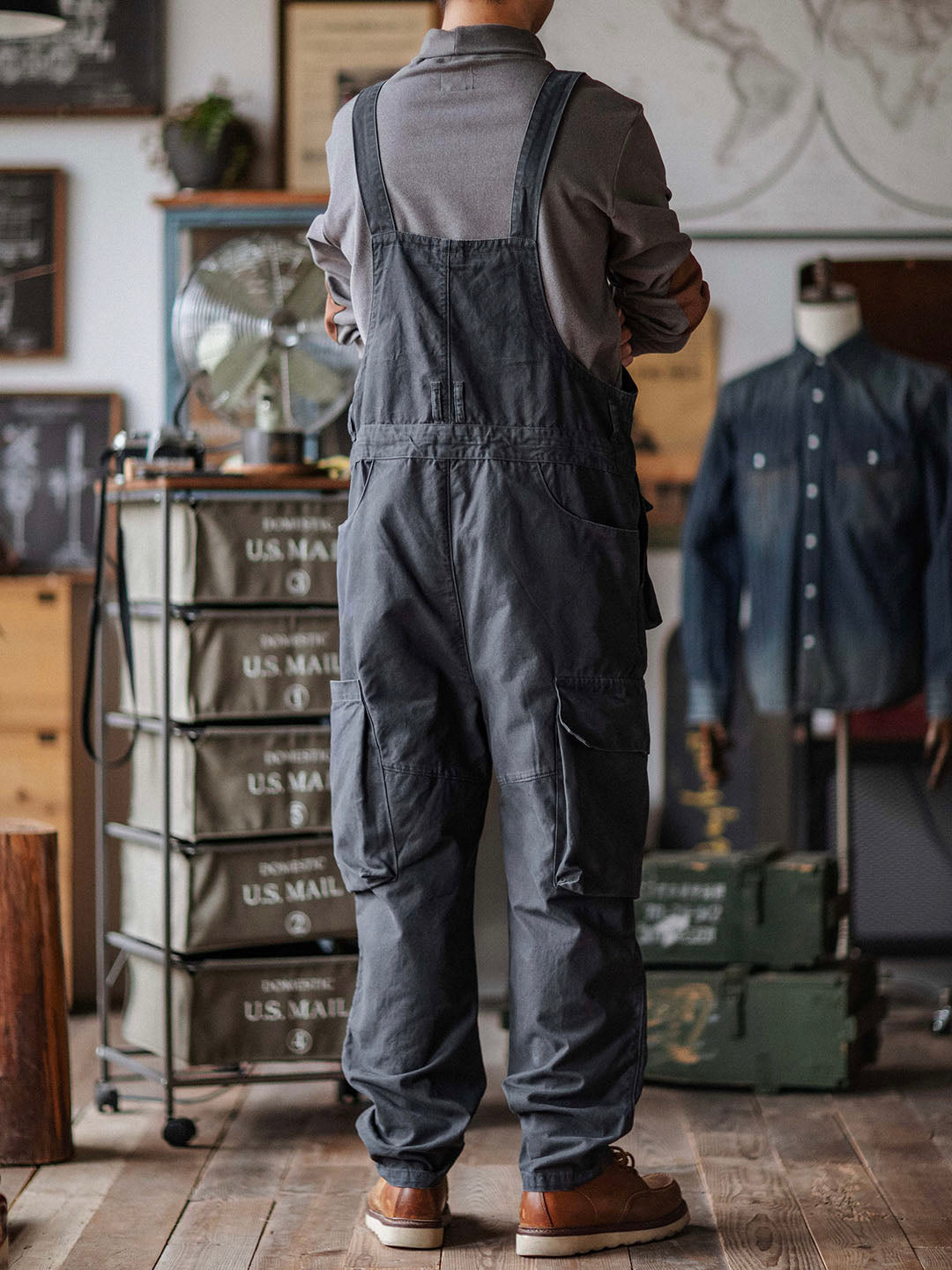Canvas Cargo Dungarees for Men