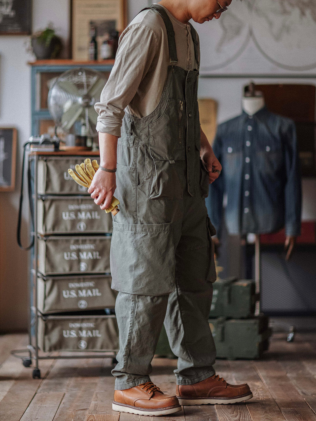 Canvas Cargo Dungarees for Men