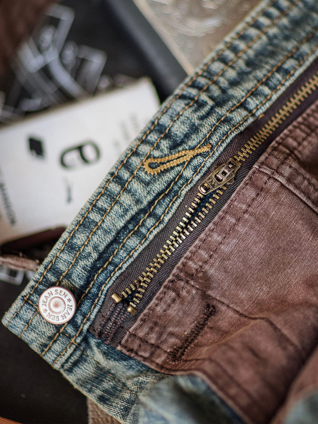 Men's Dungarees in Contrasting Distressed Denim