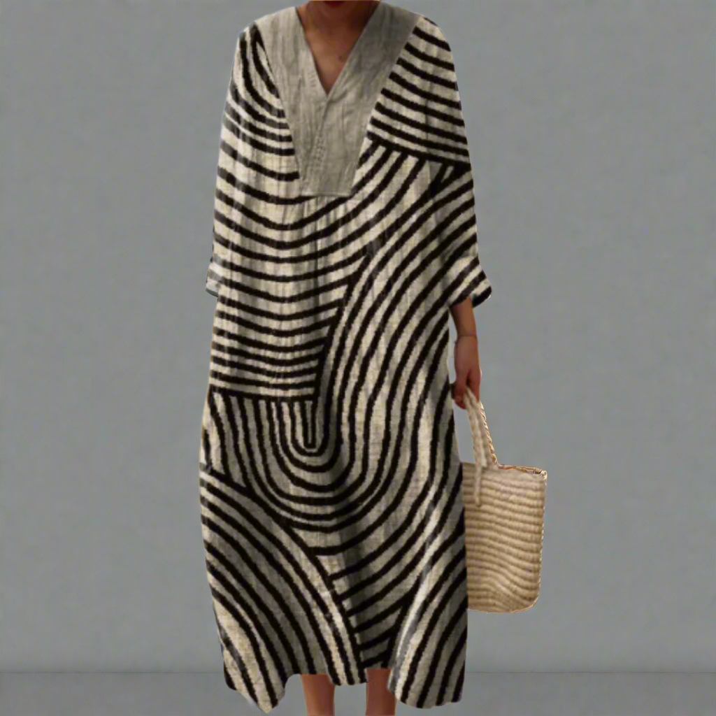 Irene | Monochrome Maze Flow Dress