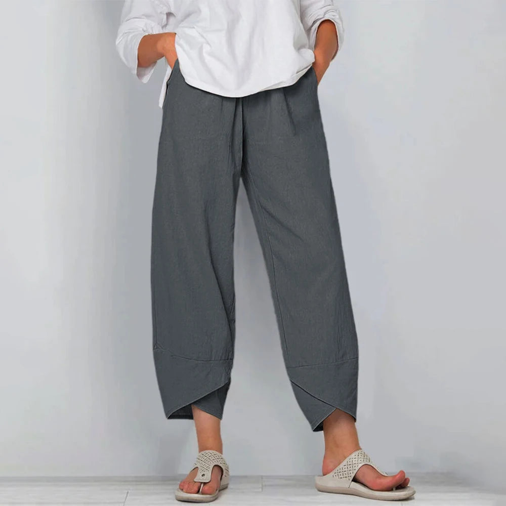 Madelyn – Relaxed Charm Asymmetric Hem Pants