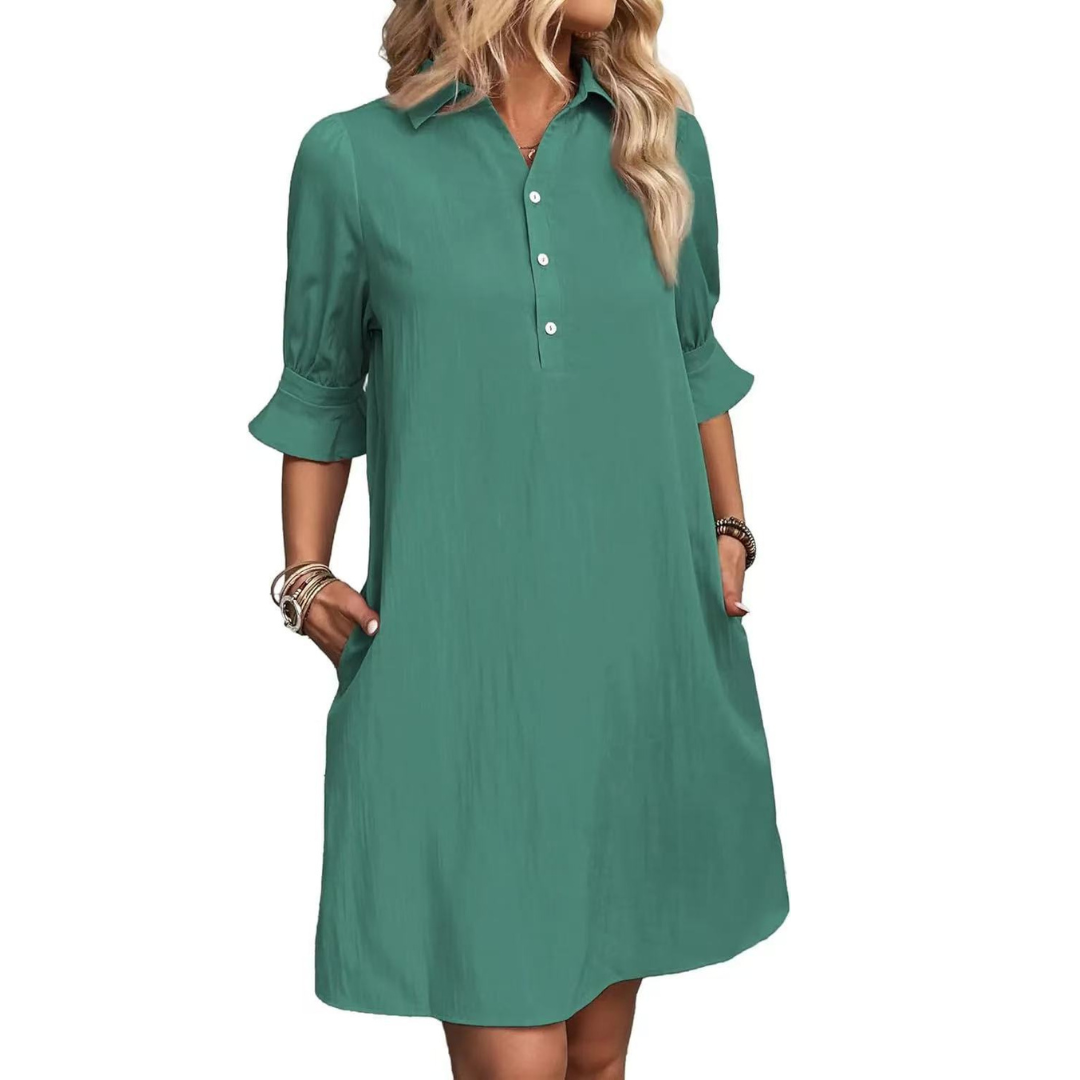 Franchesca™ - Casual Button Down Shirt Dress