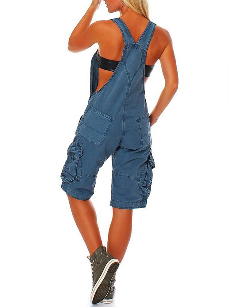 Ladies' Short Dungarees with Cargo Pockets