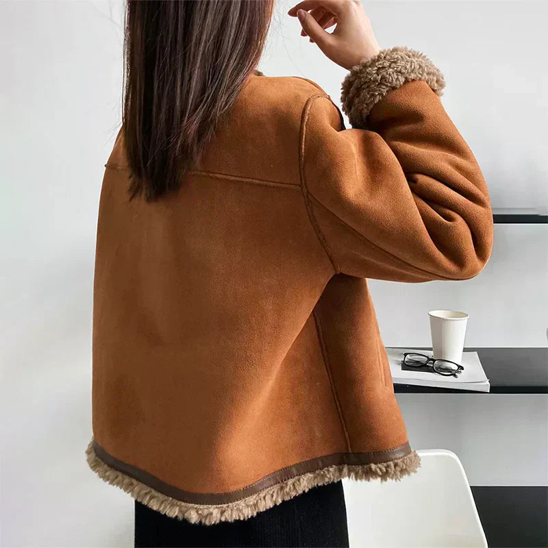 LENA – FAUX SHEARLING LINED JACKET