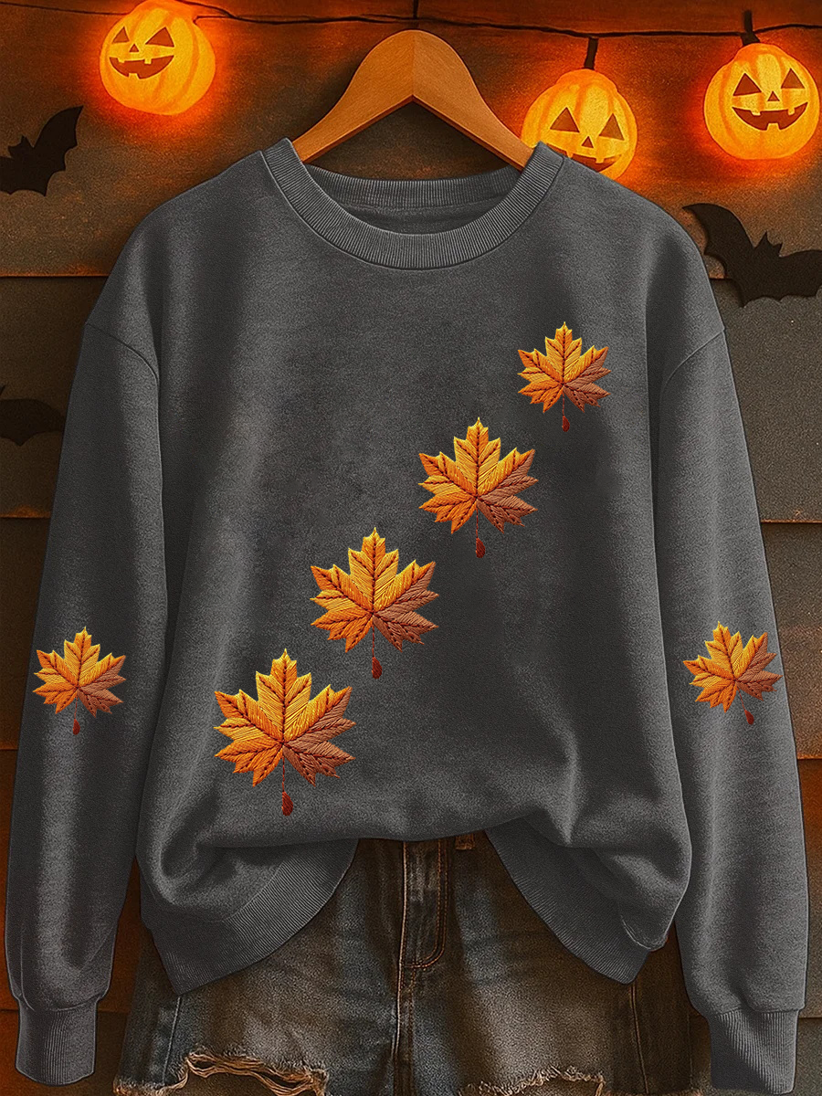 Women's Autumn Maple Leaf Print Casual Sweatshirt