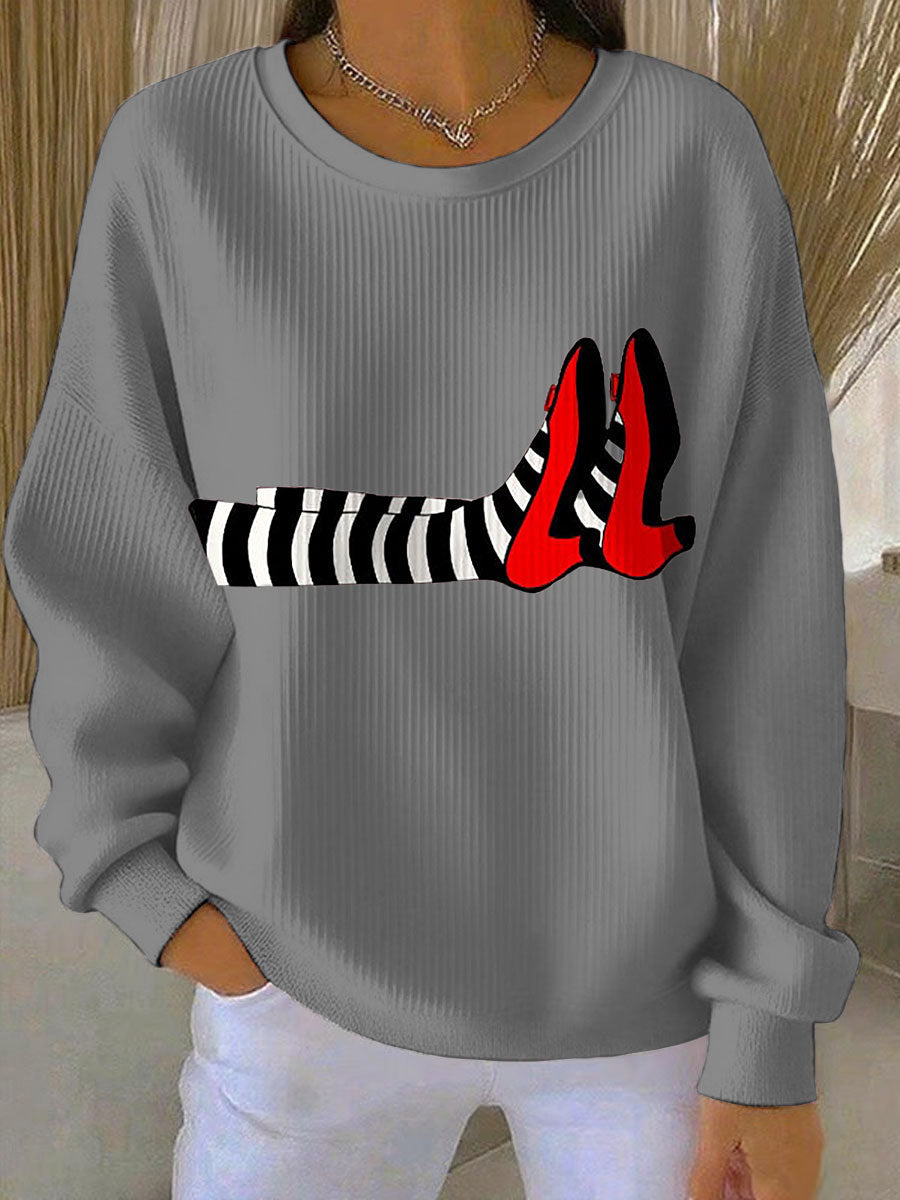 Women's Witch Legs Print Casual Sweatshirt