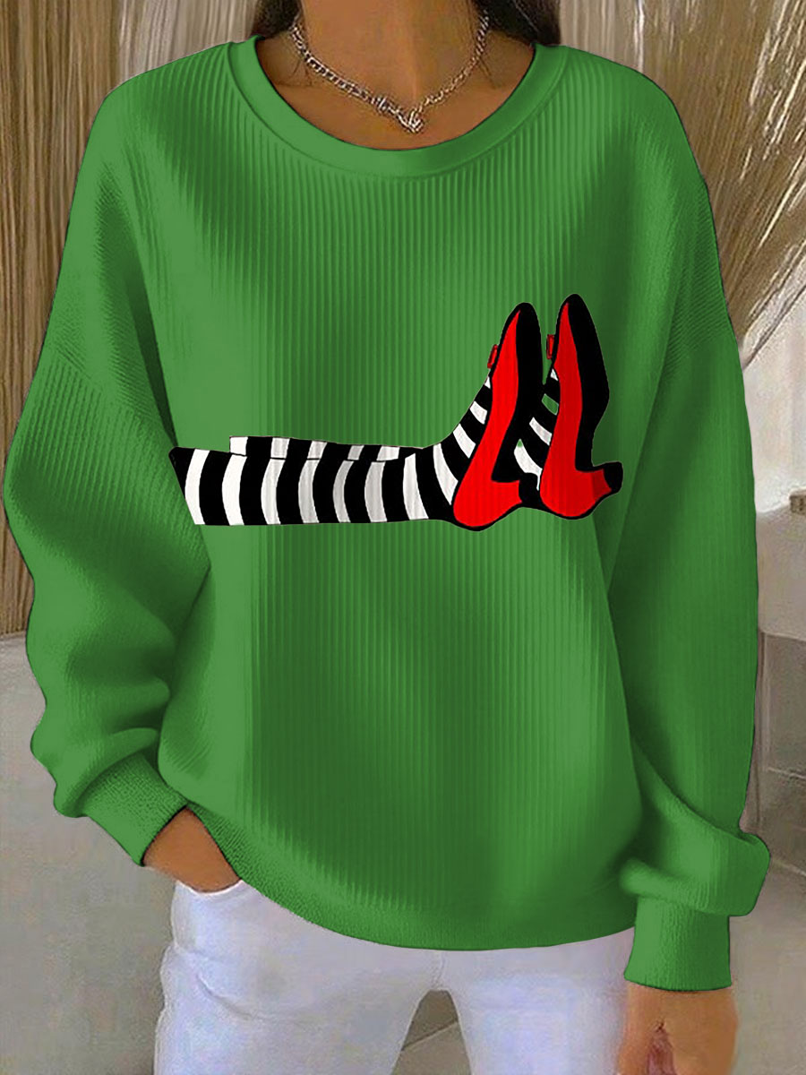 Women's Witch Legs Print Casual Sweatshirt