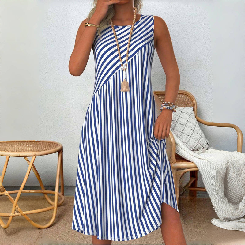 Heidi™ - Sleeveless Striped Tummy-Covering Summer Dress