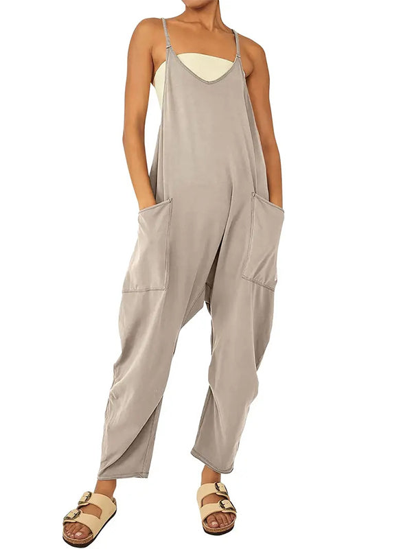 Casual Dungaree Jumpsuit with Large Pockets