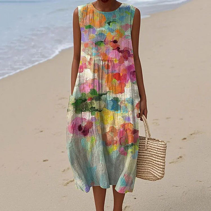 Marwa™ - Vintage Colorful Midi Dress