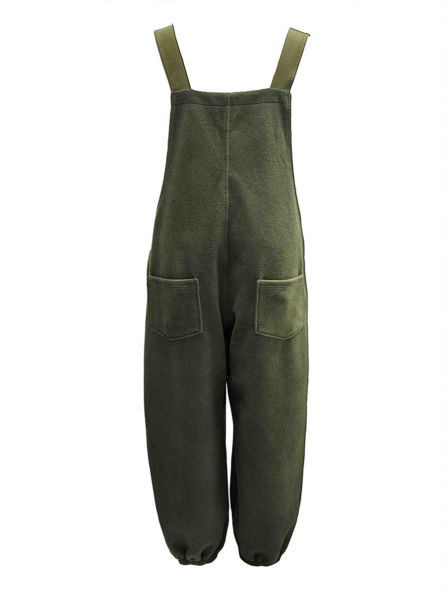 Fleece Dungarees for Women with Coconut Shell Buttons