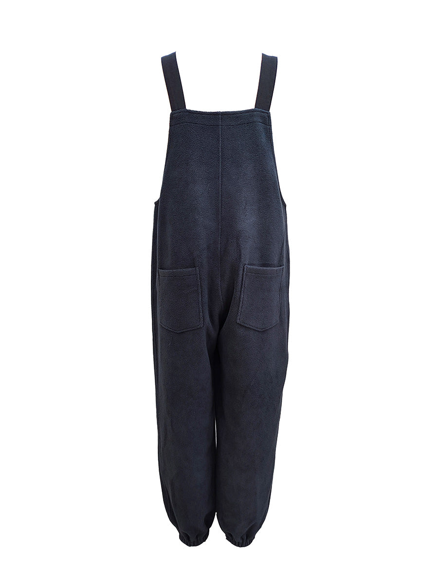 Fleece Dungarees for Women with Coconut Shell Buttons