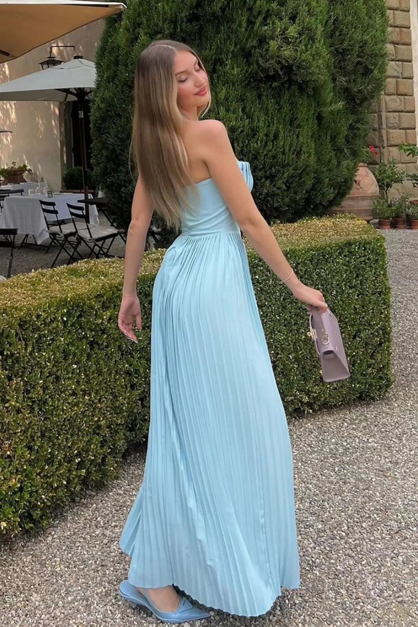 Vivian | Stunning Flowy Pleated Strapless Maxi Dress