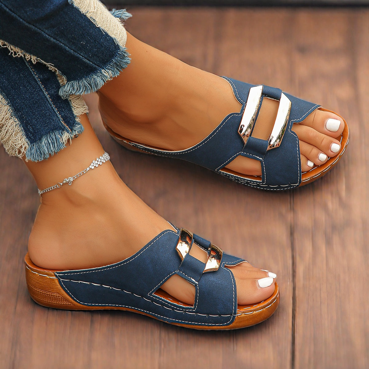Capri Buckle Slide Sandals