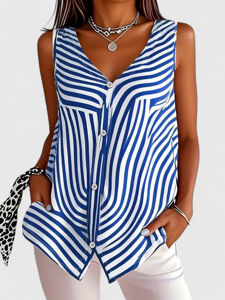 ARIEL – WILD STRIPE BUTTON BLOUSE