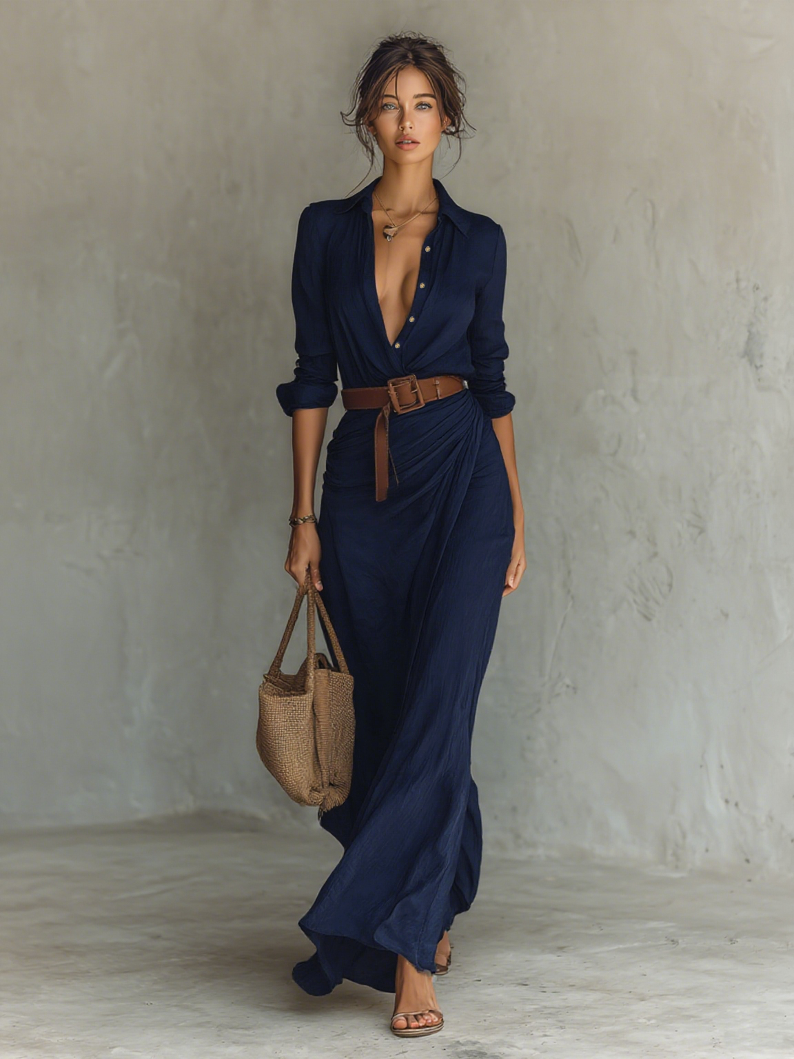 ELENA – ELEGANT BELTED MAXI DRESS