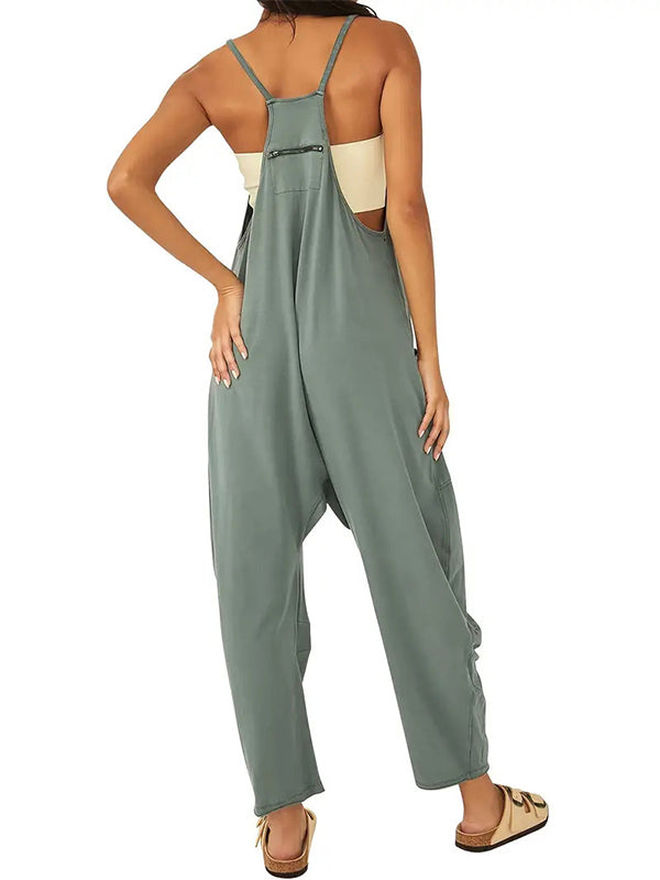 Casual Dungaree Jumpsuit with Large Pockets