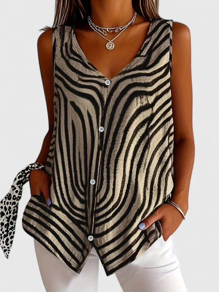 ARIEL – WILD STRIPE BUTTON BLOUSE