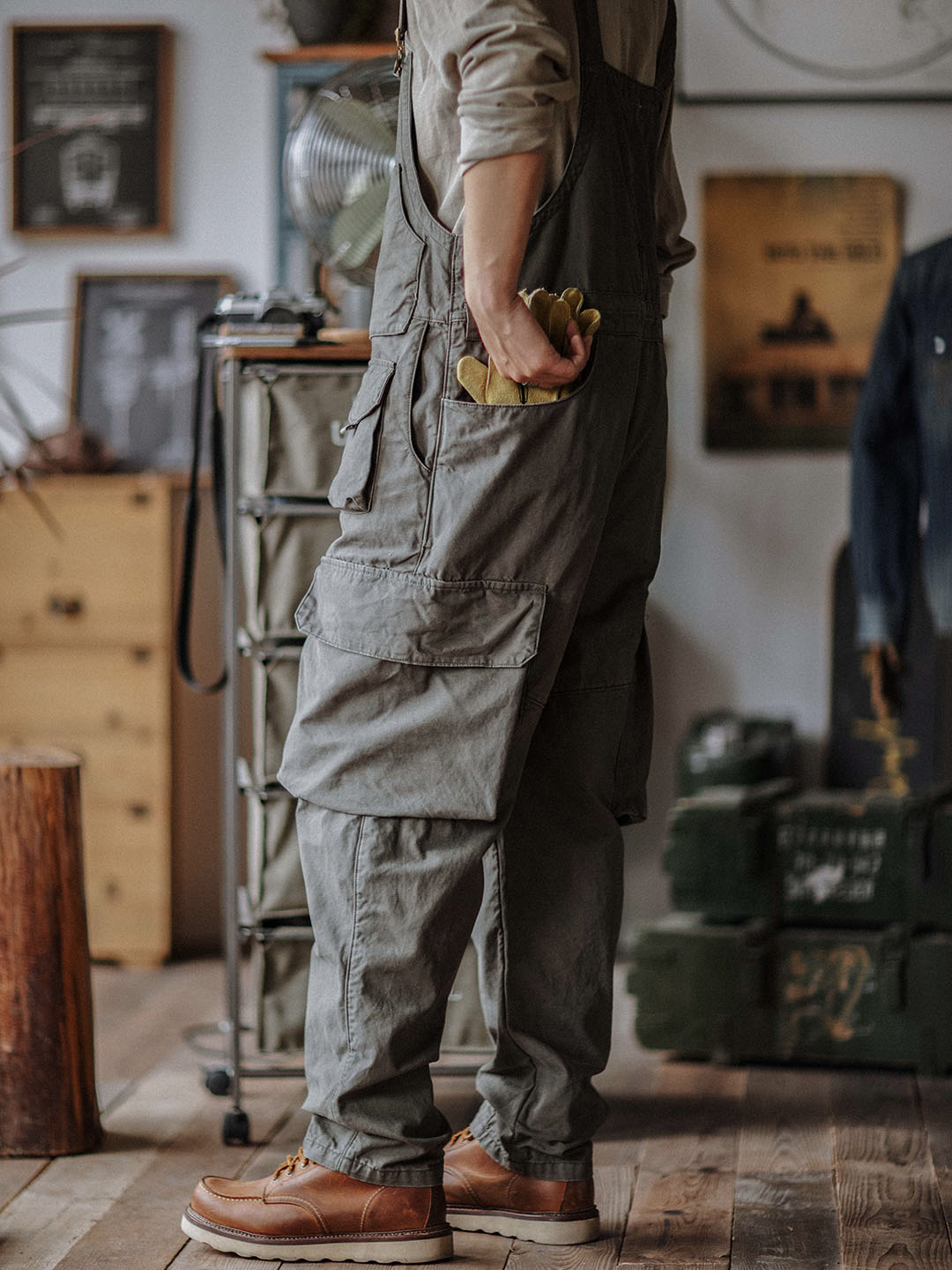 Canvas Cargo Dungarees for Men