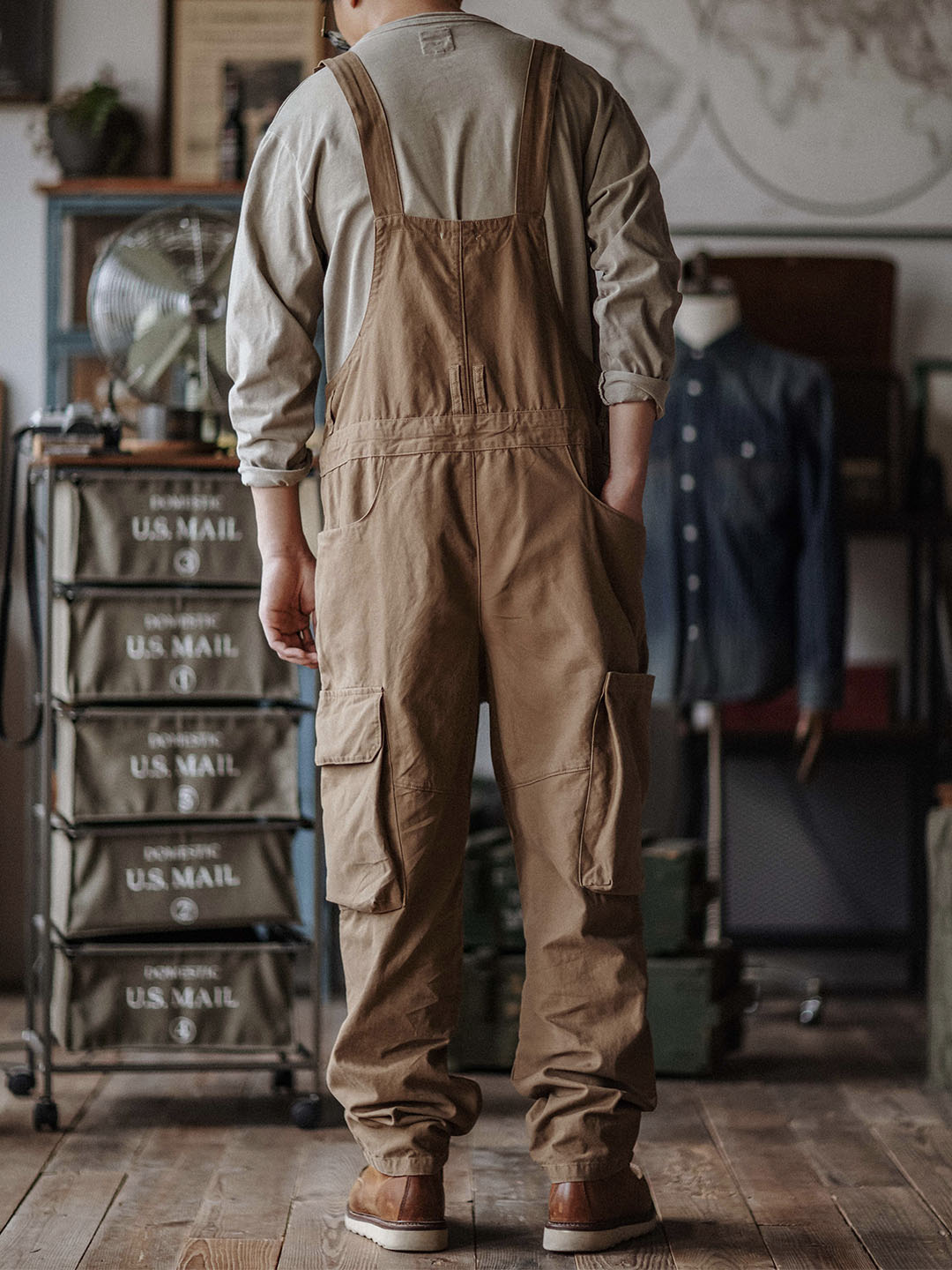 Canvas Cargo Dungarees for Men