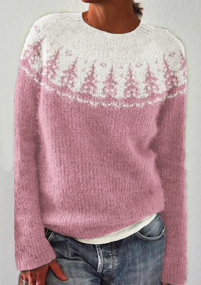 Icelandic Pattern Wool Knit Sweater