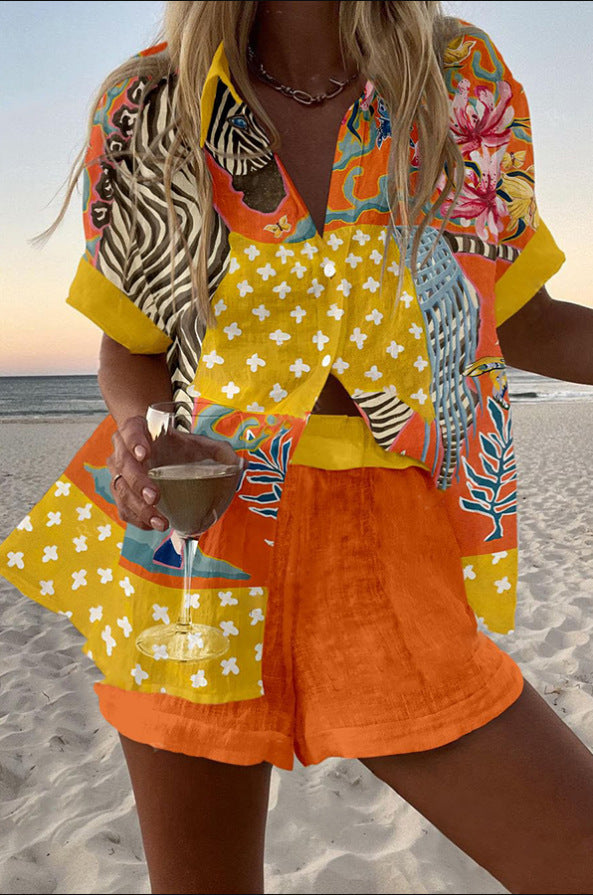 Norellia™ | Short Linen Polka Dot Set