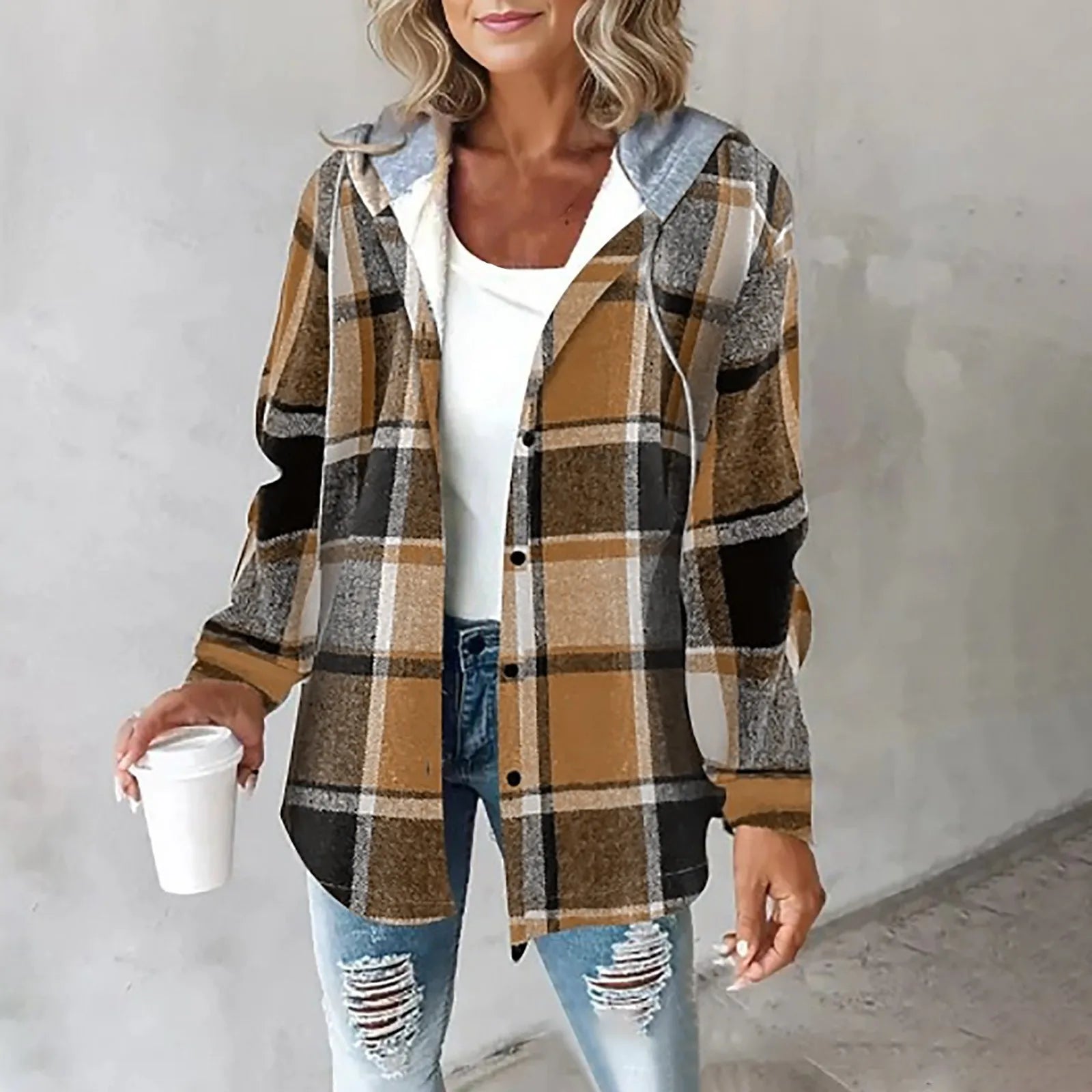 HAILEY – PLAID HOODED SHIRT JACKET