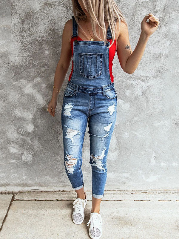 Vintage Denim Dungarees in a Used Look with Slim Fit for Women
