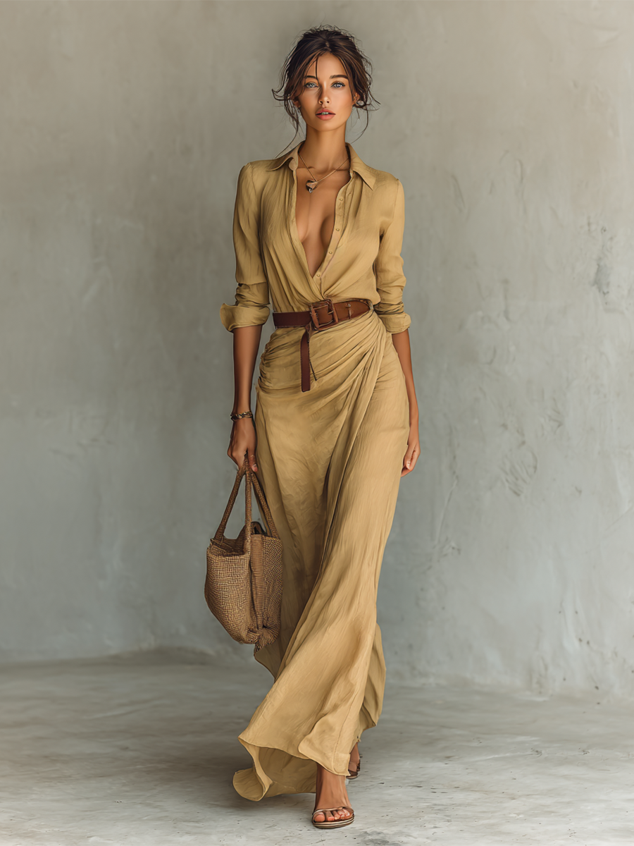 ELENA – ELEGANT BELTED MAXI DRESS