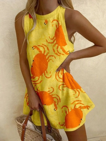 Orvienne™ | Mini Dress with Crab Print