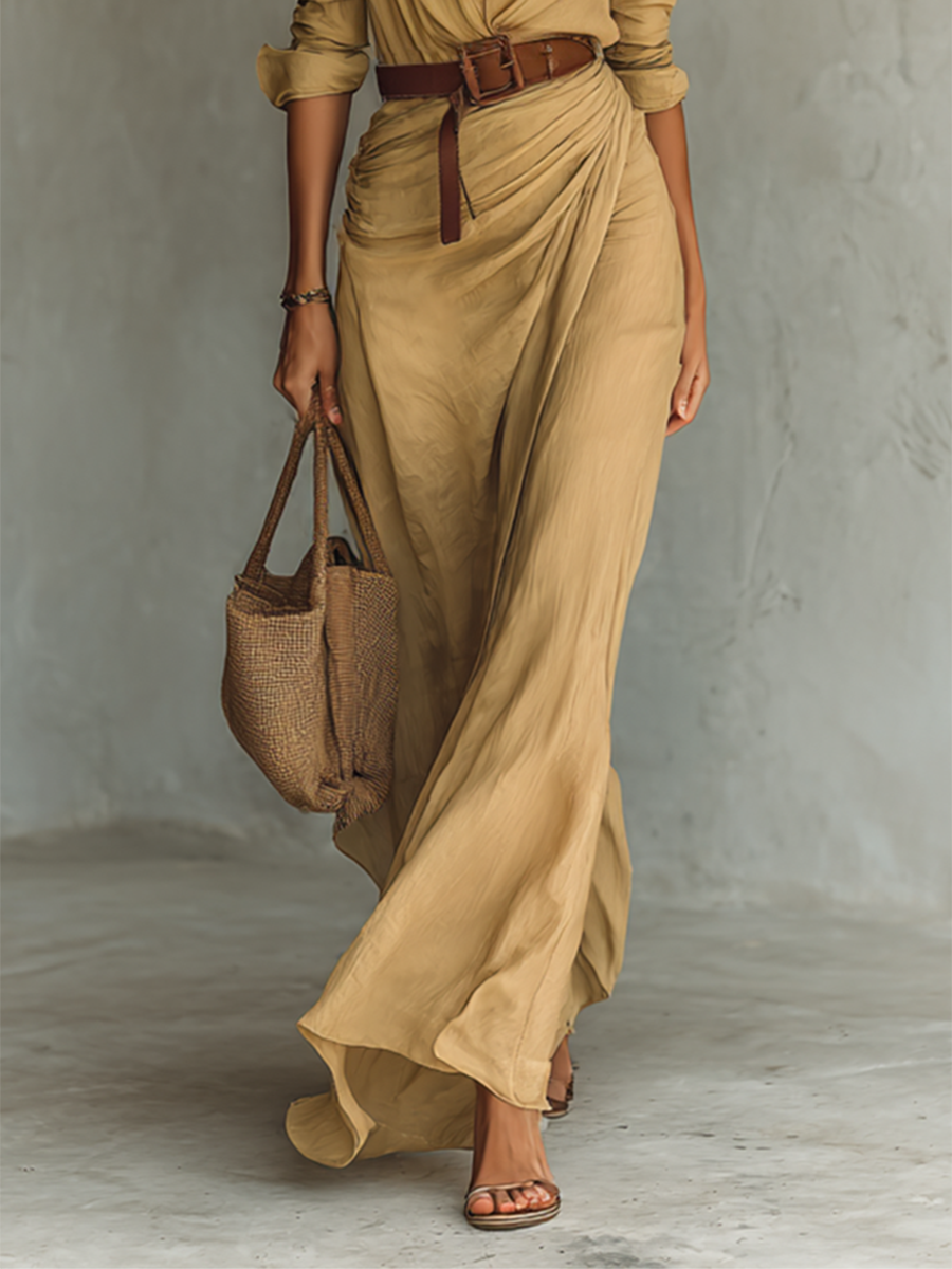 ELENA – ELEGANT BELTED MAXI DRESS
