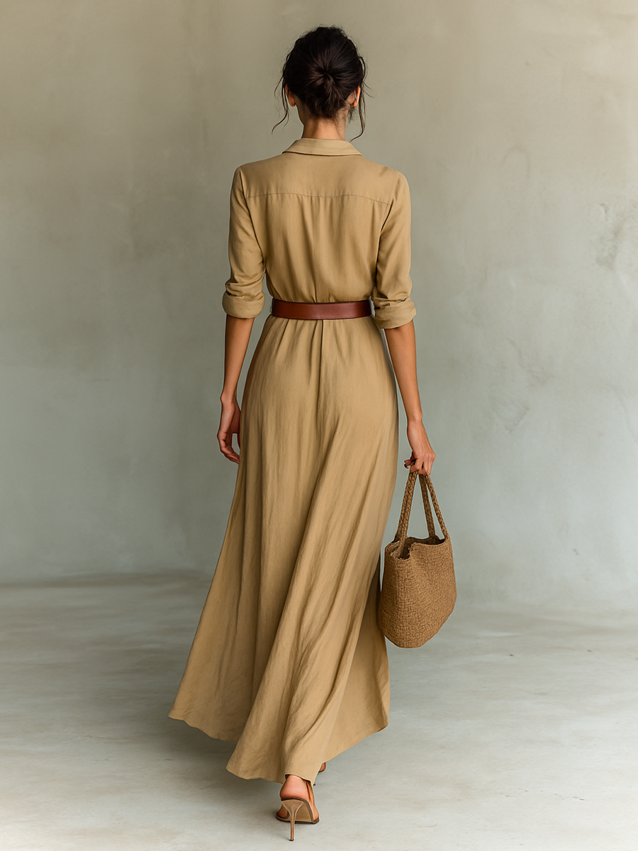 ELENA – ELEGANT BELTED MAXI DRESS