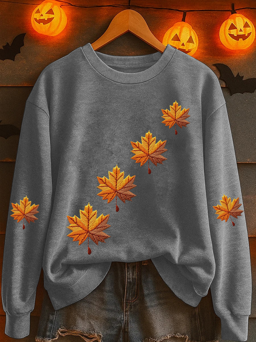 Women's Autumn Maple Leaf Print Casual Sweatshirt