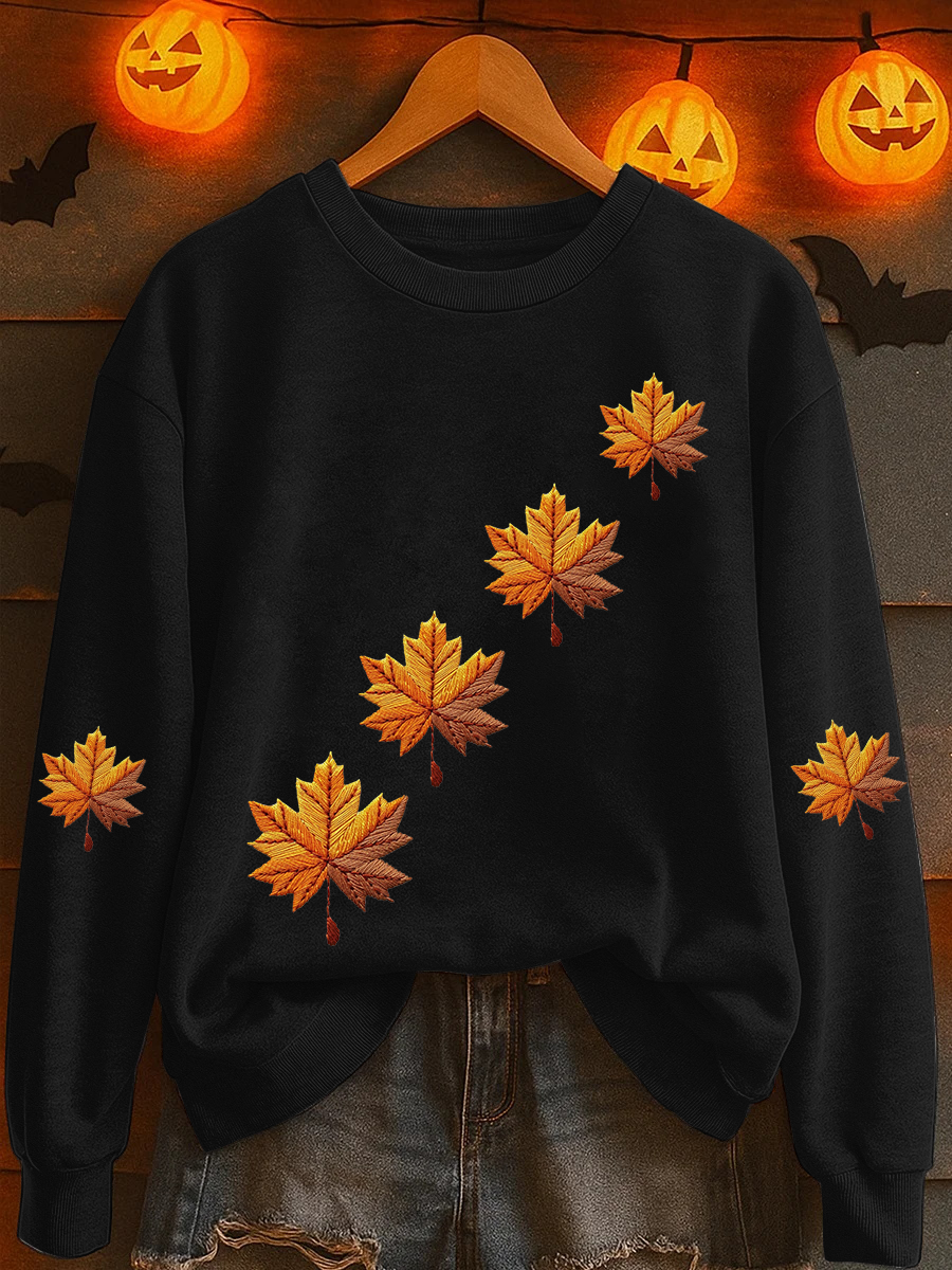 Women's Autumn Maple Leaf Print Casual Sweatshirt